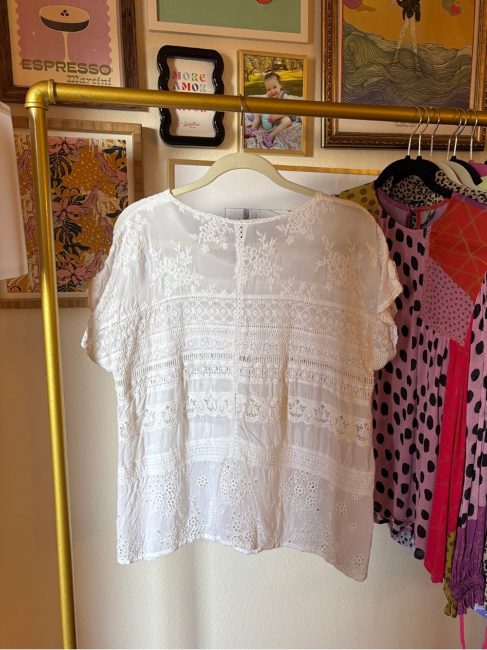 Johnny Was White Floral Embroidered Lace Lightweight Tunic Top - Picture 6 of 11